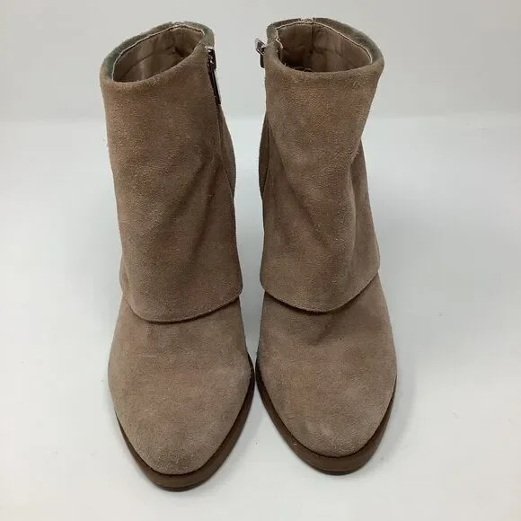 Jessica Simpson Cassley Womens 7.5 Beige Suede Ankle Boots Booties Side Zip Heel - Picture 6 of 16